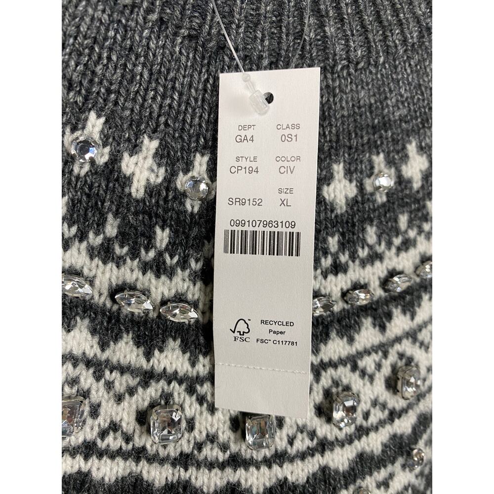 J.Crew Collection Gray Fair Isle Embellished Wool Blend Sweater Dress Sz.XL NWT - Picture 11 of 16